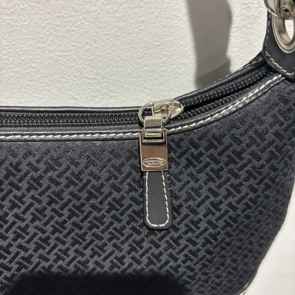 Vintage Talbots Y2K Black Jacquard Hobo Bag Contrast Stitching Shoulder Purse
